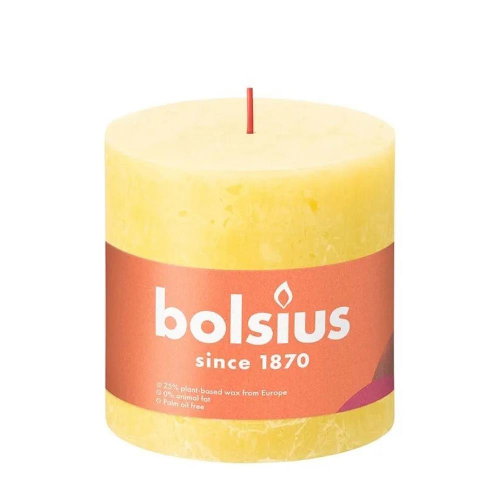 Bolsius Sunny Yellow Rustic Shine Pillar Candle 10cm x 10cm £10.34